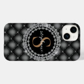 Elegantes Black Diamonds Custom Gold Monogram Case-Mate iPhone Hülle (Rückseite (Horizontal))