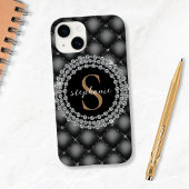 Elegantes Black Diamonds Custom Gold Monogram Case-Mate iPhone Hülle