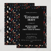 Elegantes Black Doctor Nurse Retirement Party Einladung (Vorne/Hinten)