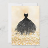 Elegantes Black Dress Gold Bokeh Sweet 16 Party Einladung (Rückseite)