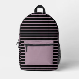 Elegantes Black & Dusty Mauve Line Art Backpack Bedruckter Rucksack