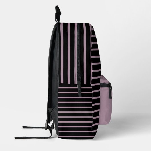 Elegantes Black & Dusty Mauve Line Art Backpack Bedruckter Rucksack (Links)