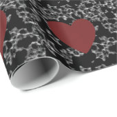 Elegantes Black Flake Lace/Red Heart Wrapping Pape Geschenkpapier (Rolleneckpunkt)