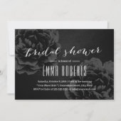 Elegantes Black Floral Brautparty Einladung (Vorderseite)