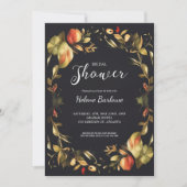 Elegantes Black Floral Brautparty Einladung (Vorderseite)