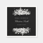 Elegantes Black Floral Brautparty Napkins Serviette (Vorderseite)