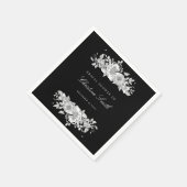 Elegantes Black Floral Brautparty Napkins Serviette (Ecke)