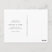 Elegantes Black Floral Foto Hochzeit Sichern Sie d Postkarte (Rückseite)