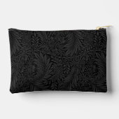 Elegantes Black Floral Gold Monogramm Zubehörtasche (Rückseite)