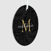 Elegantes Black Floral Gold Script Monogram Ornament (Vorderseite)
