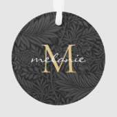 Elegantes Black Floral Gold Script Monogram Ornament (Rückseite)