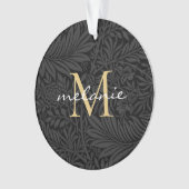 Elegantes Black Floral Gold Script Monogram Ornament (Vorderseite)