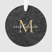 Elegantes Black Floral Gold Script Monogram Ornament (Vorderseite)