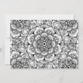 Elegantes Black Floral Mandala White Design Einladung (Rückseite)