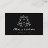 Elegantes Black Floral Wappen Wedding Website QR C Begleitkarte (Rückseite)