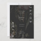 Elegantes Black Floral Wedding Foto Einladung (Vorderseite)