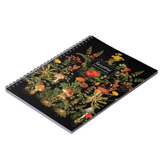 Elegantes Black Florals Botanicals Fall-Notebook Notizblock (Linke Seite)