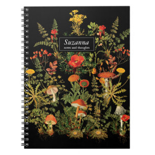 Elegantes Black Florals Botanicals Fall-Notebook Notizblock