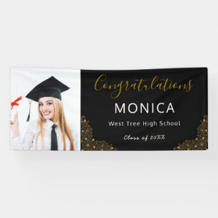 Elegantes Black Gold 2021 Abschluss Foto Banner