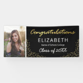 Elegantes Black Gold 2025 Abschluss Foto Banner (Horizontal)