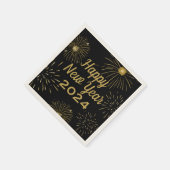 Elegantes Black Gold 2025 Frohes New Year Party Serviette (Ecke)