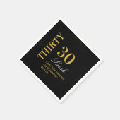 Elegantes Black Gold 30 Geburtstag Cocktail Party Serviette (Ecke)