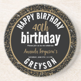 Elegantes Black & Gold 40. Geburtstags-Party Getränkeuntersetzer