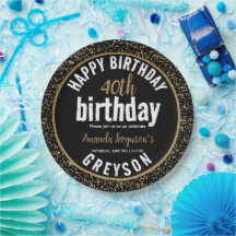 Elegantes Black & Gold 40. Geburtstags-Party