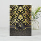 Elegantes Black & Gold 50. Einladung (Stehend Vorderseite)