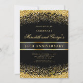 Elegantes Black Gold 50. Goldenes Jubiläum Party Einladung (Vorderseite)