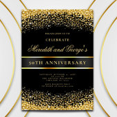 Elegantes Black Gold 50. Goldenes Jubiläum Party Einladung