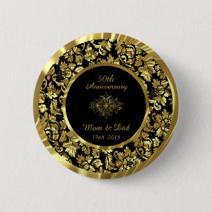 Elegantes Black & Gold 50. Hochzeitstag Button