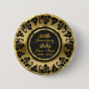 Elegantes Black & Gold 50. Hochzeitstag Button