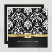 Elegantes Black & Gold 50. Hochzeitstag Einladung (Vorne/Hinten)