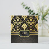 Elegantes Black & Gold 50. Hochzeitstag Einladung (Stehend Vorderseite)