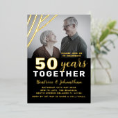 Elegantes Black & Gold 50. Hochzeitstag Folieneinladung (Stehend vorne)