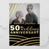 Elegantes Black & Gold 50. Hochzeitstag Folieneinladung (Vorderseite)