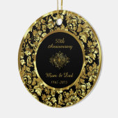 Elegantes Black & Gold 50. Hochzeitstag Keramik Ornament (Links)