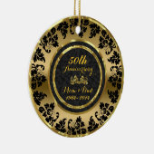 Elegantes Black & Gold 50. Hochzeitstag Keramik Ornament (Rechts)