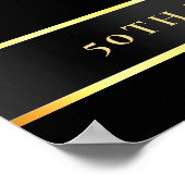 Elegantes Black Gold 50. Hochzeitstag Poster (Ecke)