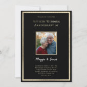 Elegantes Black Gold 50-jähriges Foto Einladung (Vorderseite)