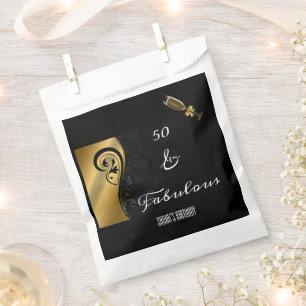 Elegantes Black Gold 50 und fabelhafter Geburtstag Geschenktütchen