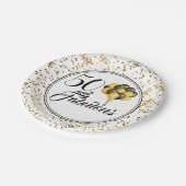 Elegantes Black Gold 50 und fabelhafter Geburtstag Pappteller (Schrägansicht)