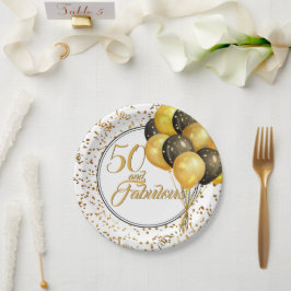 Elegantes Black Gold 50 und fabelhaftes Geburtstag Pappteller