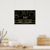 Elegantes Black Gold 50. Wedding Anniversary Poste Poster (Küche)