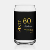Elegantes Black & Gold 60. Geburtstags Cocktail Pa Dosenglas (Vorderseite)