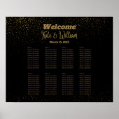 Elegantes Black & Gold 8 Tables Sitzdiagramm Poster (Vorne)