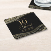 Elegantes Black Gold Agate 10-jähriges Party Rechteckiger Pappuntersetzer (angewinkelt)