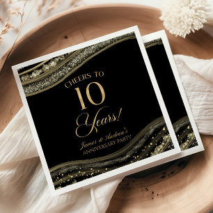 Elegantes Black Gold Agate 10-jähriges Party Serviette