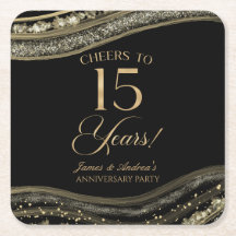 Elegantes Black Gold Agate 15-jähriges Party